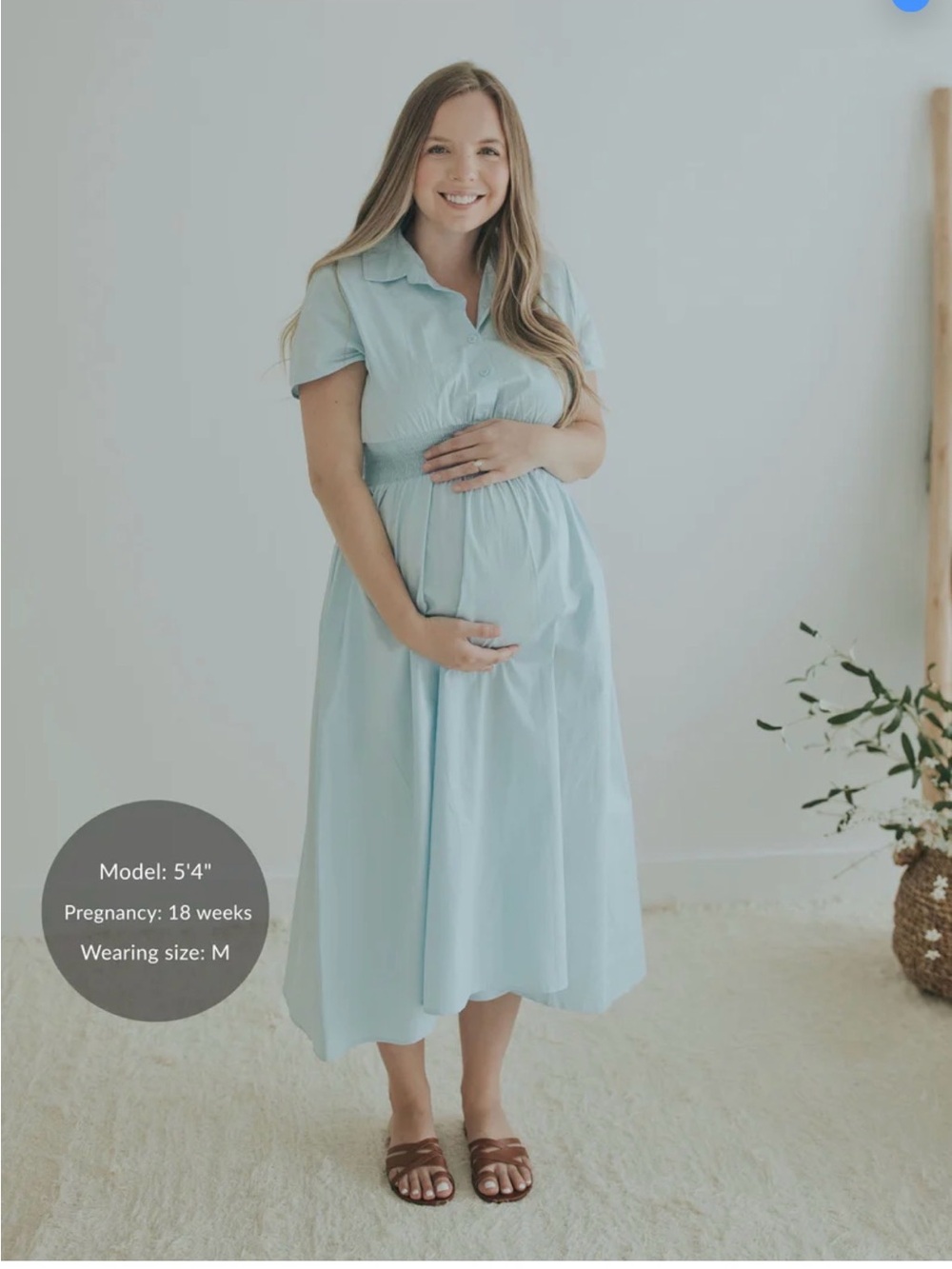 Emme Sarah Maternity Transition Nursing Dress Blue Cotton L